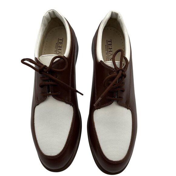 NEW Tehama 9 Brown White Leather Oxford Golf Shoes Italy Made Old Money Preppy main image 5